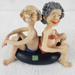 EFY Resin Figurine Senior Couple Summer Beach Fun Inner Tube 1373/3000